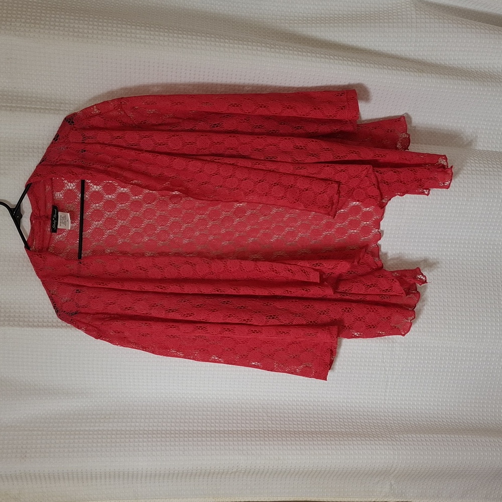 Slinky Brand Bright Pink XL Lace Cardigan